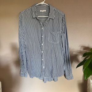 Beach lunch lounge striped long sleeve button down top